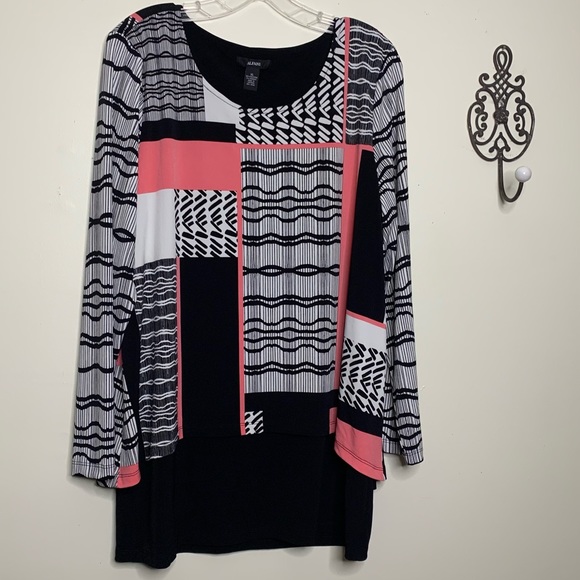 Alfani Color Block Layered Split Back Tunic Sz XL - Picture 1 of 10